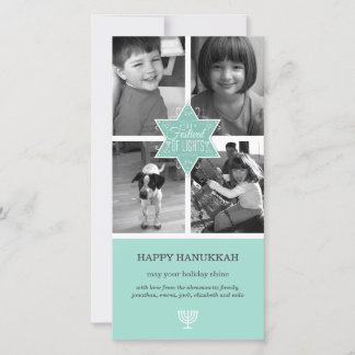 Dekorative Typografie Aqua Star von David Hanukkah Feiertagskarte