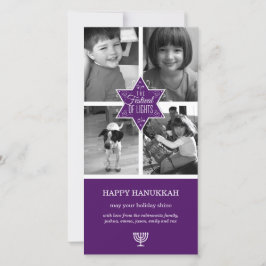 Dekorative Typografie Lila Star Hanukkah Feiertagskarte