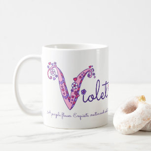 Dekorative V Monogramm-Tasse der violetten Kaffeetasse