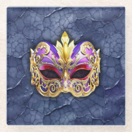 Dekorative Venezianische Maske auf der texturierte Glasuntersetzer