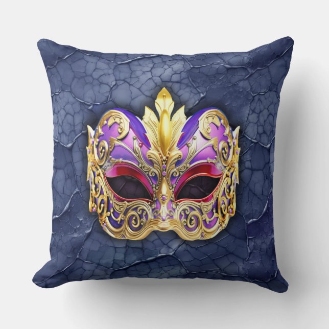 Dekorative Venezianische Maske auf der texturierte Kissen (Vorderseite)