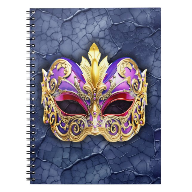 Dekorative Venezianische Maske auf der texturierte Notizblock (Vorderseite)