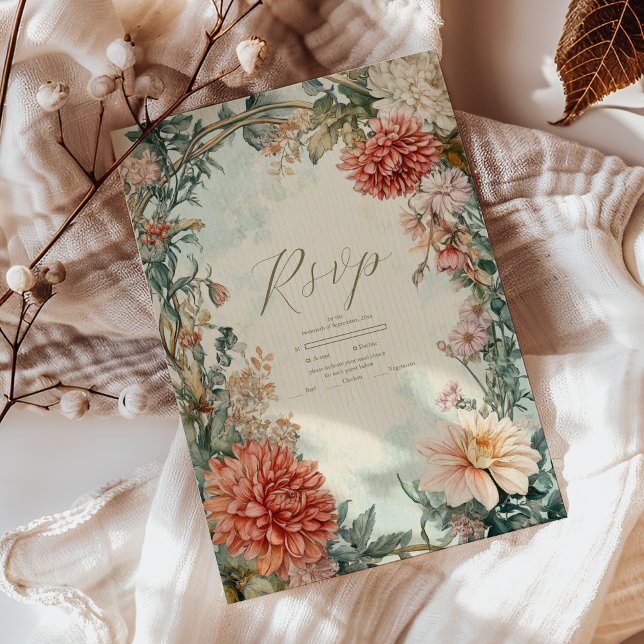 Dekorative Viktorianische Royal Floral Wedding RSVP Karte (Von Creator hochgeladen)