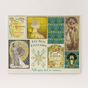 Dekorative Vintage-Art-Deco-Etiketten und Dekorati Puzzle