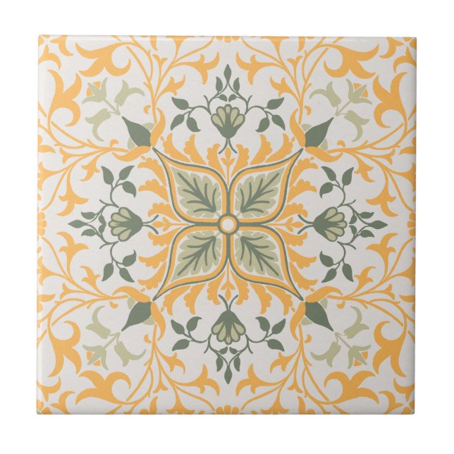 Dekorative Vintage Blumenweine Fliese (Vorderseite)