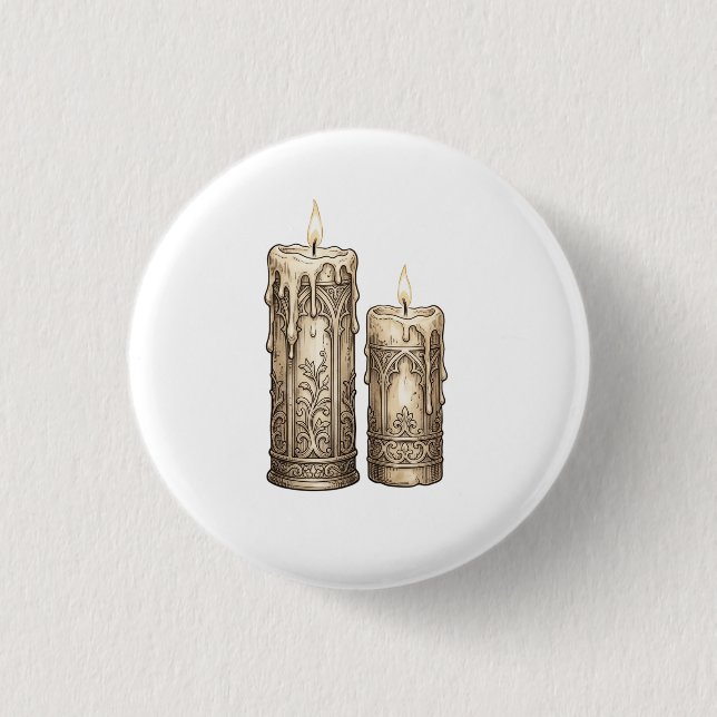 Dekorative Vintage-Gotikk Kerzen Button (Vorderseite)