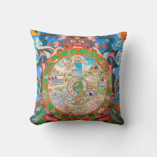 Dekorative Vintage japanische Muster braun Kissen