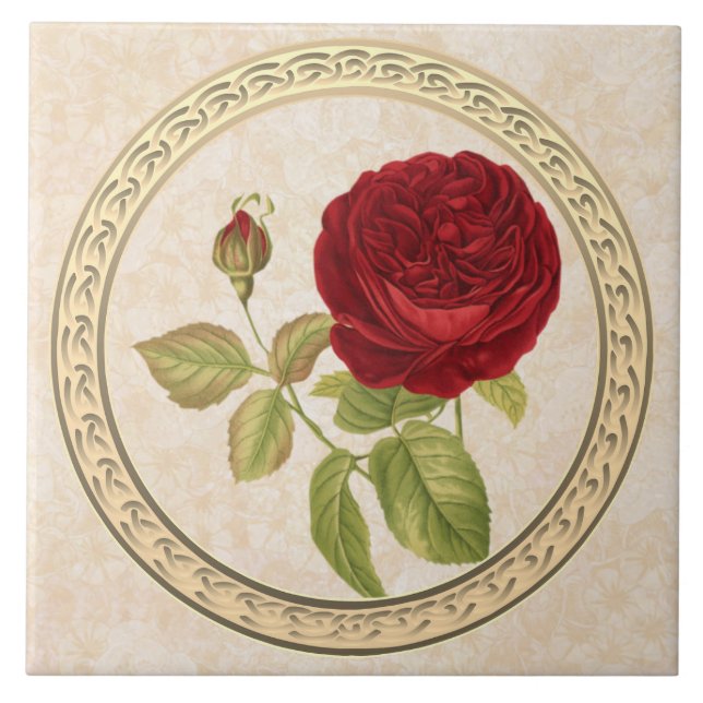 Dekorative Vintage Rose Keramik Tile Fliese (Vorderseite)