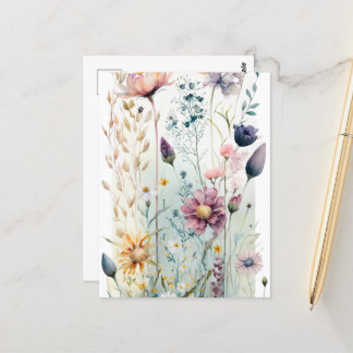 Dekorative Vintage-Wasserfarben-Blumen Postkarte