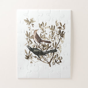 Dekorative Vintage-Wasserfarben-Vögel auf Zweigen Puzzle