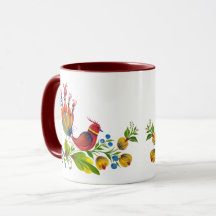 Dekorative Vögel mit Blumen & Beeren Kunstbecher