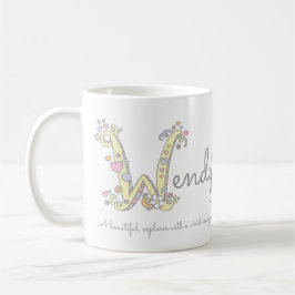 Dekorative W Monogramm-Tasse Wendynamensbedeutung Tasse