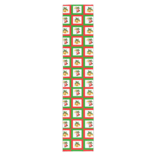 Dekorative Weihnachtsglocken rot weiß Kurzer Tischläufer