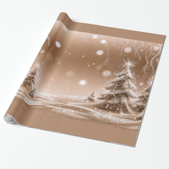 Dekorative Weihnachtsornamente mit Schnee Geschenkpapier (Ungerollt)