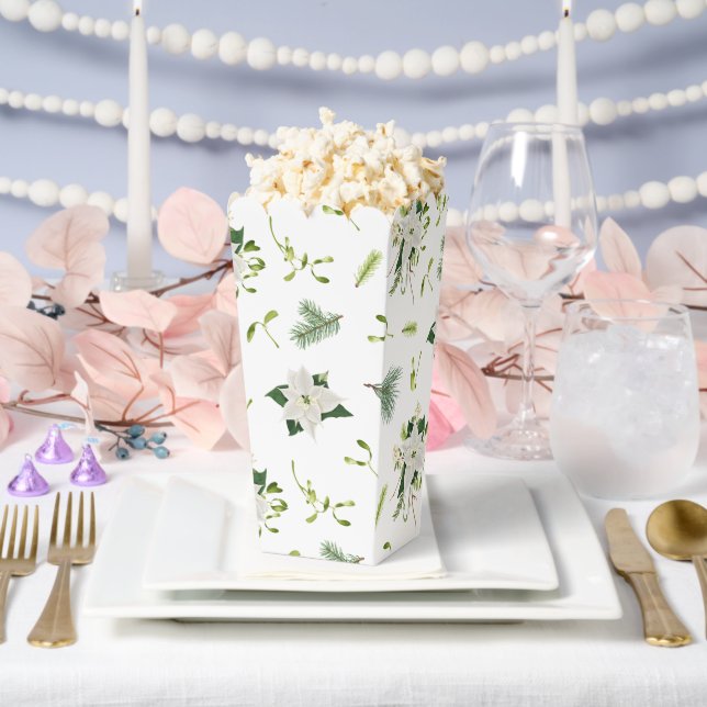 Dekorative weiße grüne Blumen-Popcorn Geschenkschachtel (Hochzeit)