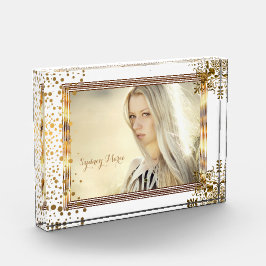 Dekorative weiße und goldene Konfetti-Punkte - DIY Fotoblock