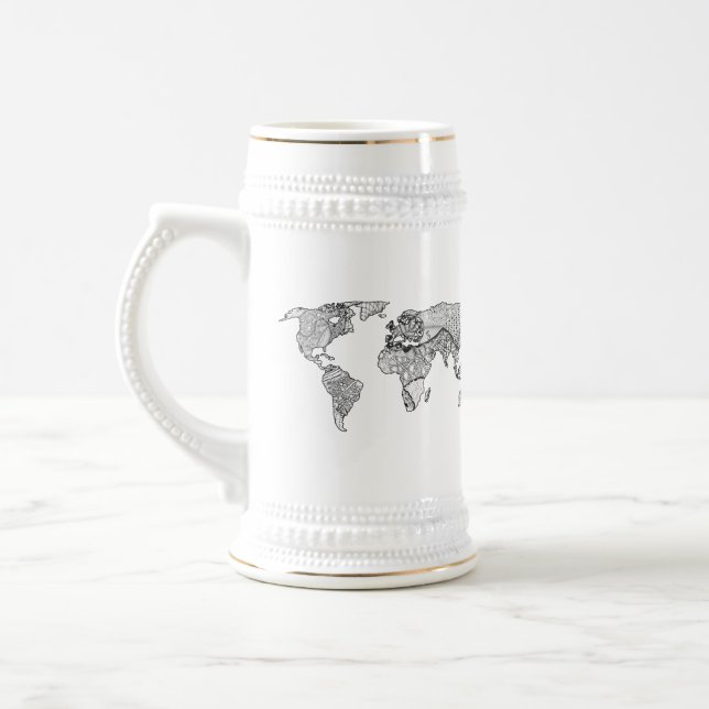 Dekorative Weltkarte jeder Farbe Bierglas (Links)