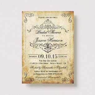 Dekorative Wirbel Vintage-Brautparty-Einladungen Einladung