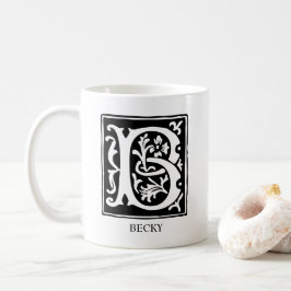 Dekorativer Alphabet-Buchstabe B mit Monogramm Tasse