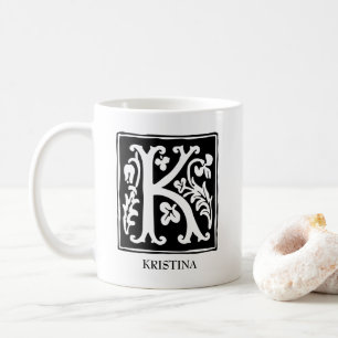 Dekorativer Alphabet-Buchstabe K personalisiert Tasse