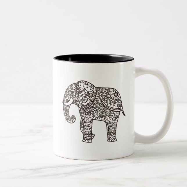 Dekorativer Art-Elefant Zweifarbige Tasse (Rechts)