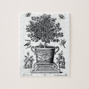 Dekorativer Baum in einer Urne auf einer kleinen Puzzle