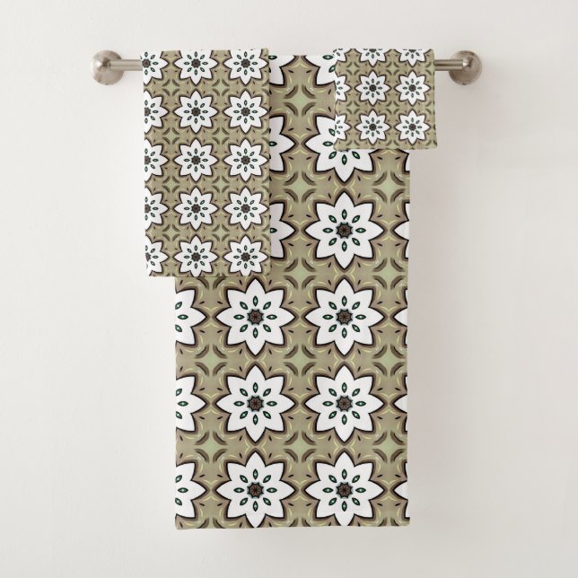 Dekorativer beiger Hintergrund mit Muster Badhandtuch Set (Insitu)