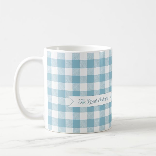 Dekorativer blauer Büffel-Karo Kaffeetasse (Links)