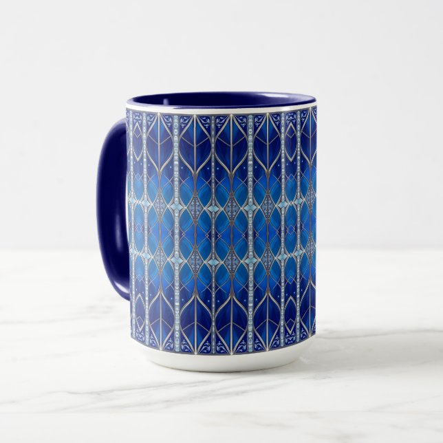 Dekorativer blauer Feiertagsbecher Tasse (Vorderseite Links)