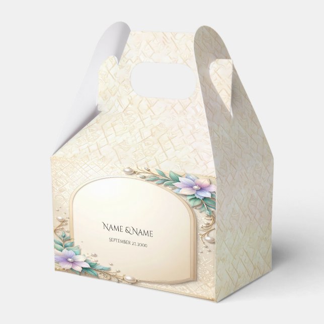 Dekorativer Blumenrahmen mit Perlen Geschenkbox Geschenkschachtel (Vorderseite)