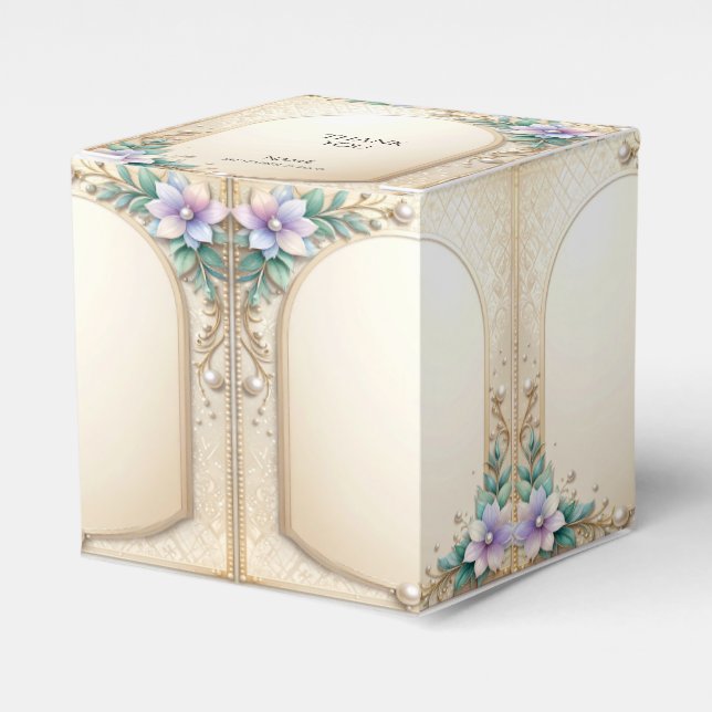 Dekorativer Blumenrahmen mit Perlen Geschenkbox Geschenkschachtel (Vorderseite)