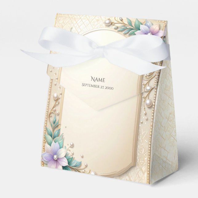 Dekorativer Blumenrahmen mit Perlen Geschenkbox Geschenkschachtel (Vorderseite)