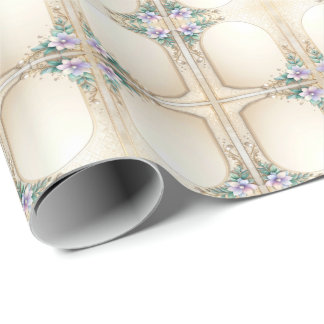Dekorativer Blumenrahmen mit Perlen Geschenkpapier