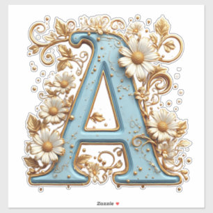 Dekorativer Buchstabe A mit blauem Emaille Aufkleber