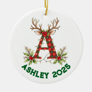 Dekorativer Buchstabe A Rentier Weihnachtsbaumschm Keramik Ornament