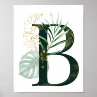 Dekorativer Buchstabe B mit tropischen Blätter
