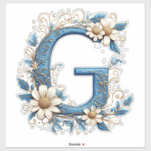 Dekorativer Buchstabe G mit blauem Emaille Aufkleber
