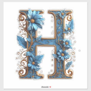 Dekorativer Buchstabe H mit blauem Emaille Aufkleber