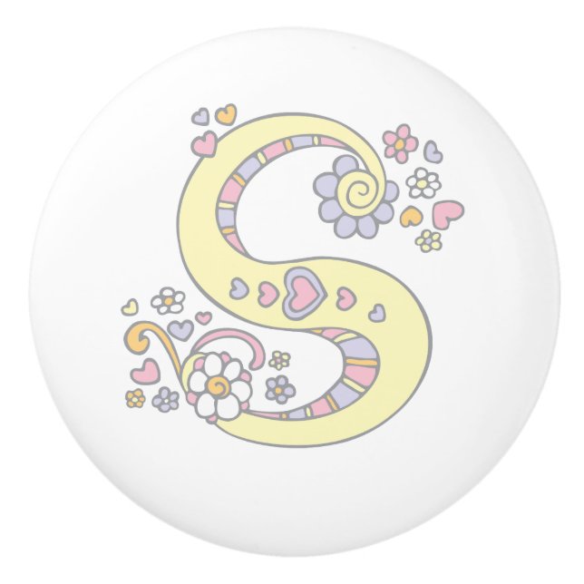 Dekorativer Buchstabe S Monogramm Handgriff mit Dr Keramikknauf (Vorderseite)