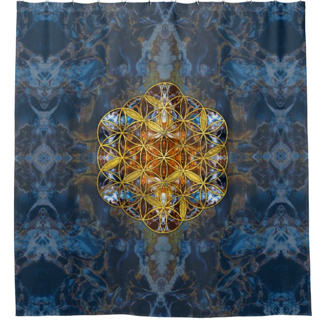 Dekorativer Edelstein-heilige Geometrie-Blume des Duschvorhang (Vorderseite)