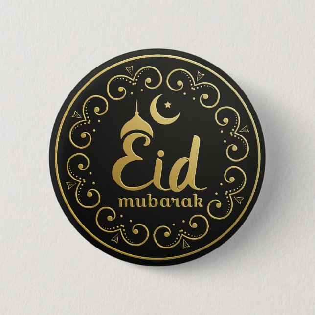 Dekorativer Eid Mubarak runder Knopf Button (Vorderseite)