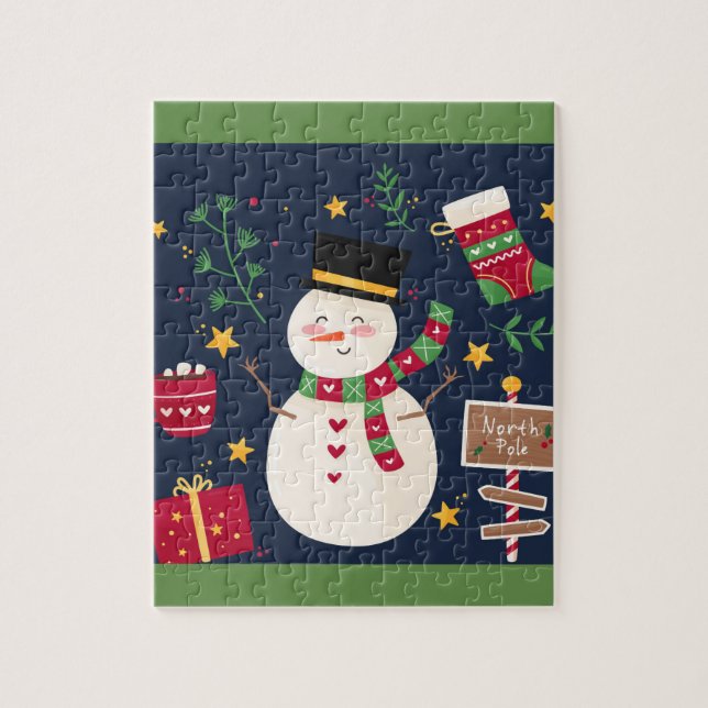 Dekorativer Feiertags-Schneemann Puzzle (Vertikal)