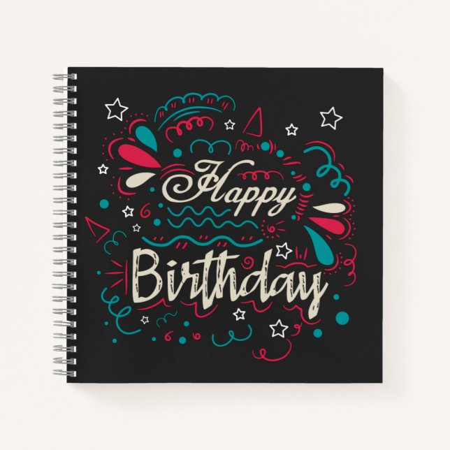 dekorativer Geburtstag Notizbuch (Vorderseite)