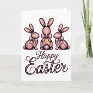 Dekorativer glücklicher Osterhase Trio Frühling Fe Karte