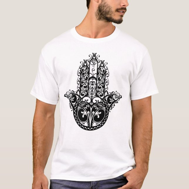 Dekorativer Hamsa Entwurf T-Shirt (Vorderseite)