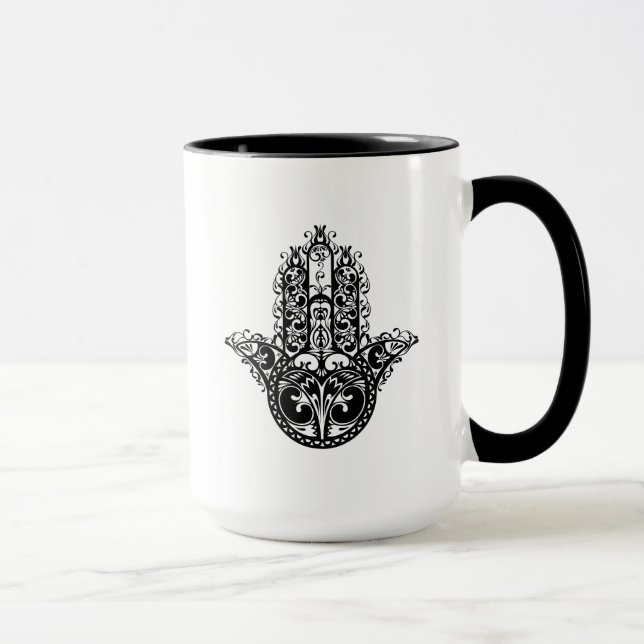 Dekorativer Hamsa Entwurf Tasse (Rechts)