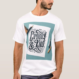 Dekorativer handgezeichneter Ausdruck: "Bleib neug T-Shirt