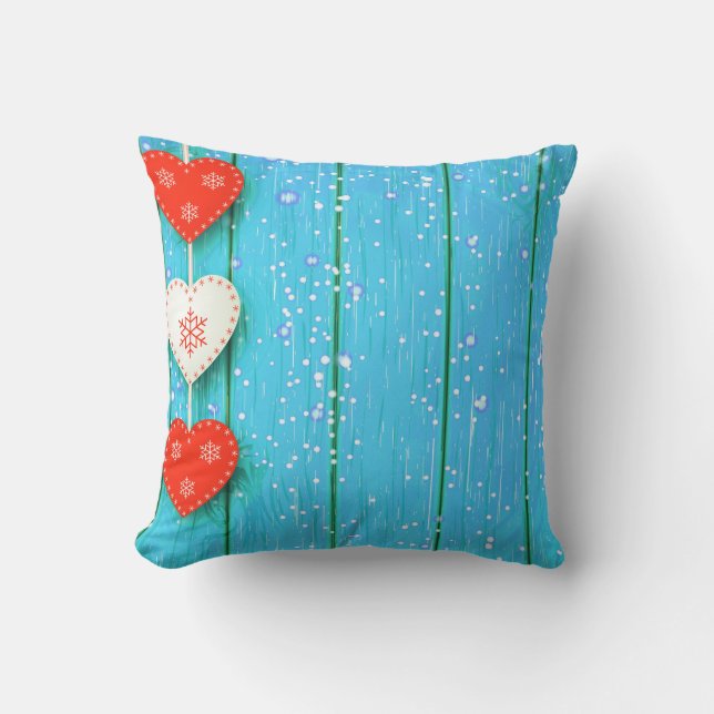 Dekorativer Holzhintergrund Ball Frohe Weihnachten Kissen (Vorderseite)