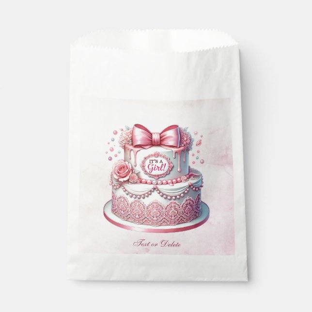 Dekorativer Kuchen Pink Bow Gefallen Taschen Geschenktütchen (Vorderseite)