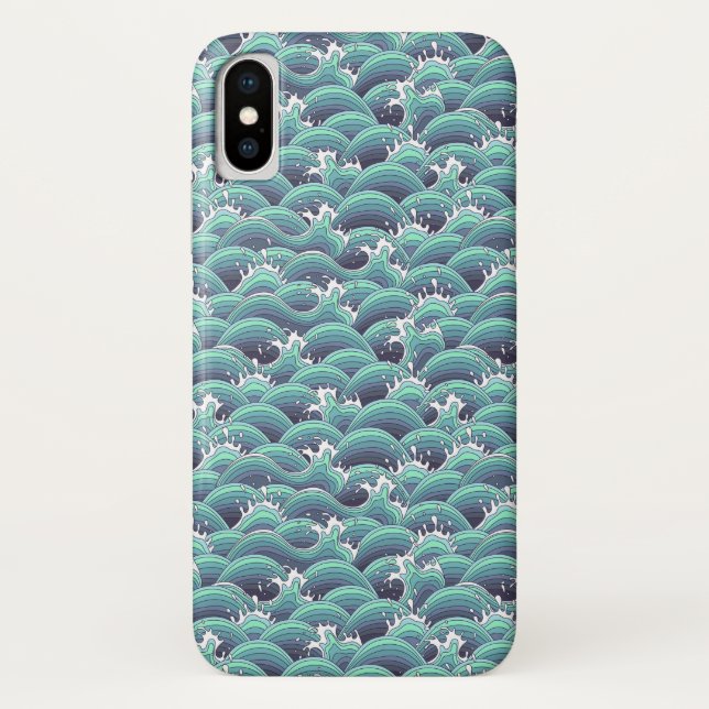 Dekorativer Meereswellenhintergrund Case-Mate iPhone Hülle (Rückseite)